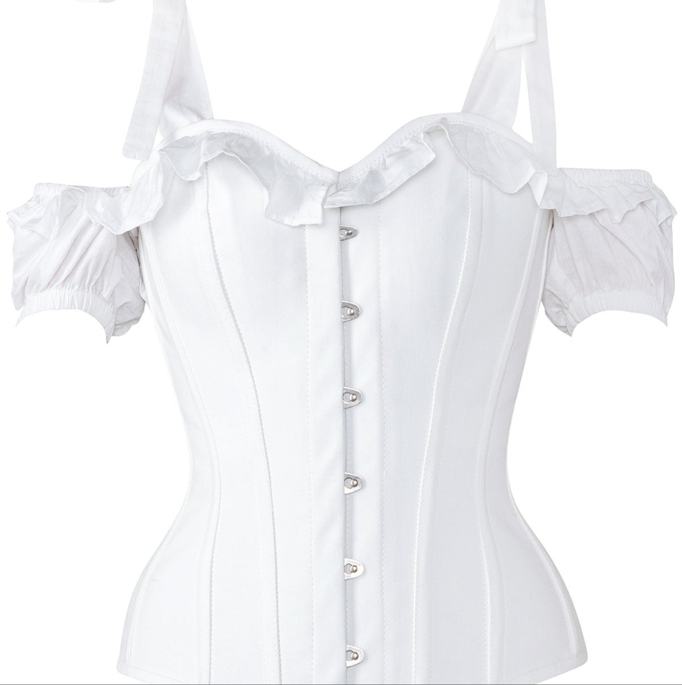 Cotton Overbust Corset with Sleeves